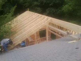 Framing a new roof addition that ties into an existing shingle roof in Humboldt